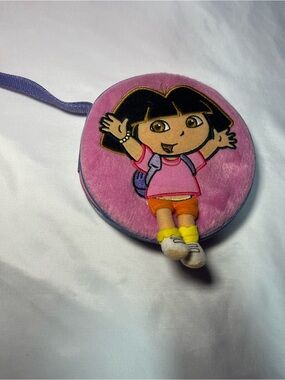 Vintage 2003 Dora the Explorer 3D Plush CD Case Holder Pink Purple Holds 24 CDs